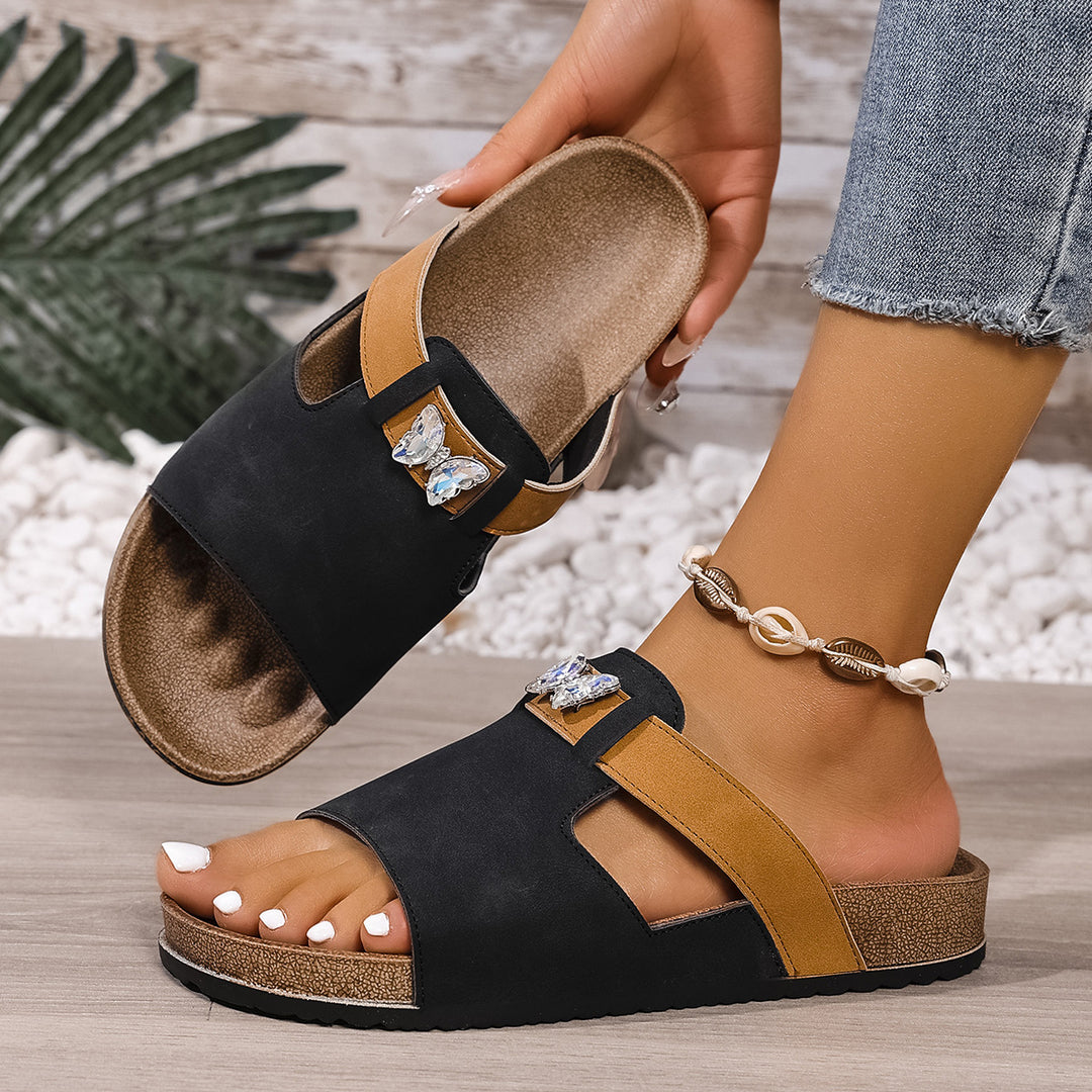Damen Komfortable Badesandalen mit eleganten Schmuckdetails EB