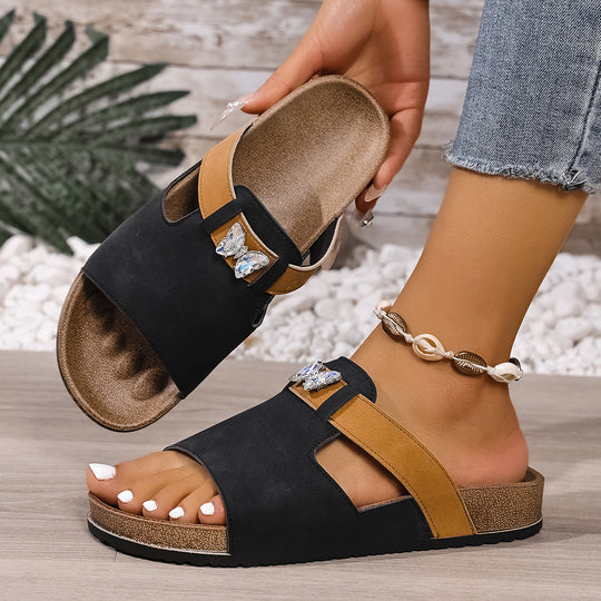 Damen Komfortable Badesandalen mit eleganten Schmuckdetails EB