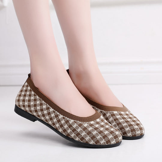 Damen Modische Ballerinas mit atmungsaktivem Strickoberteil EB