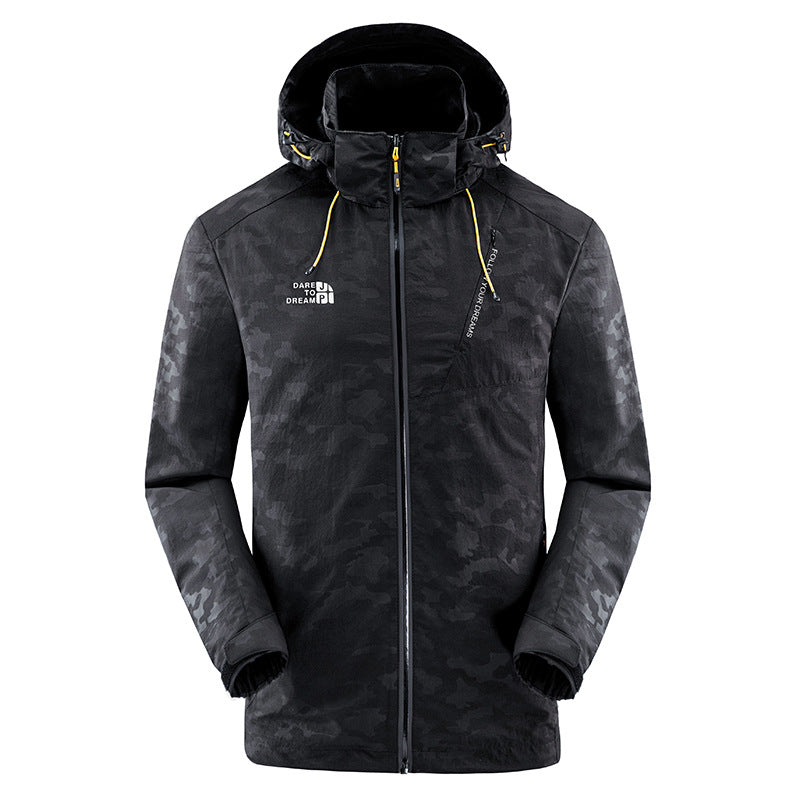 Herren wasserabweisende Camouflagejacke mit verstellbarer Kapuze EB