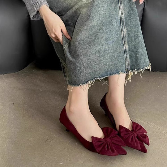 Damen elegante Pumps mit verspielten Schleifenverzierungen EB