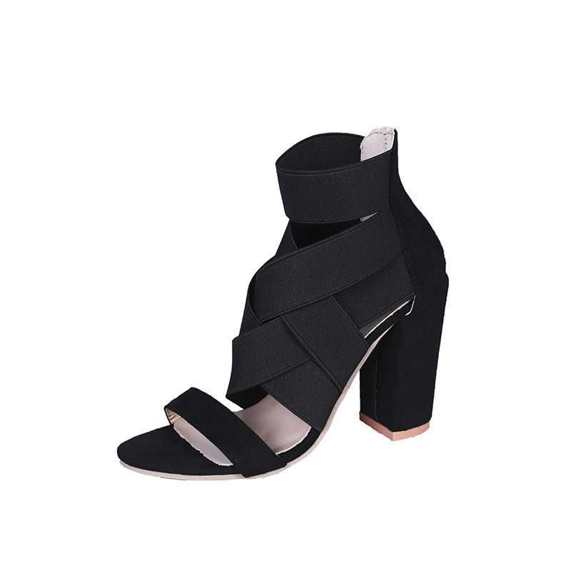 Damen Sandalen mit eleganten Riemen und Blockabsatz EB
