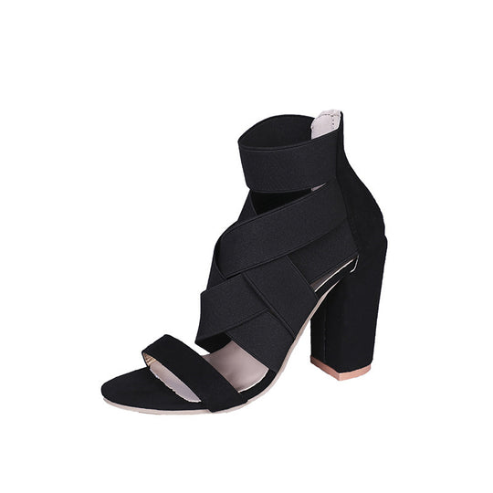 Damen Sandalen mit eleganten Riemen und Blockabsatz EB
