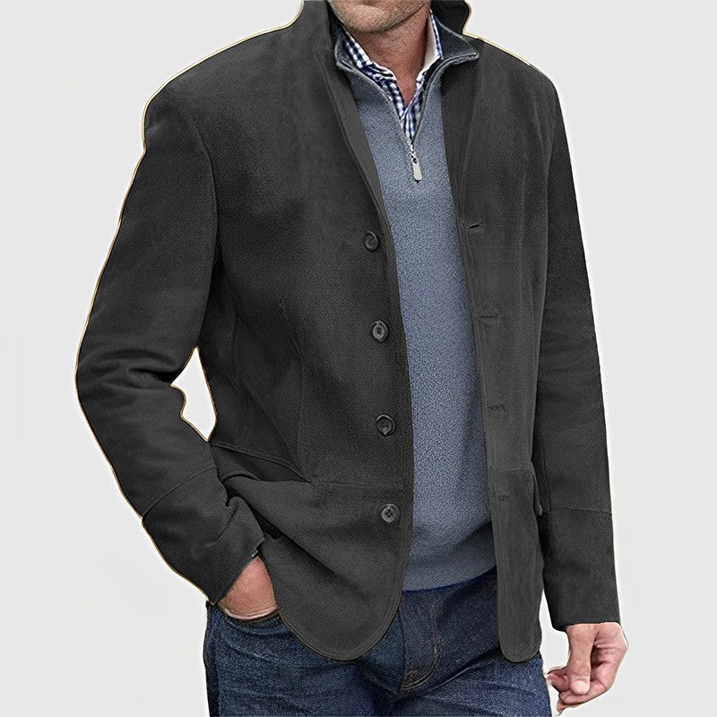 Herren Sakkojacke aus Wildlederoptik mit Stehkragen EB