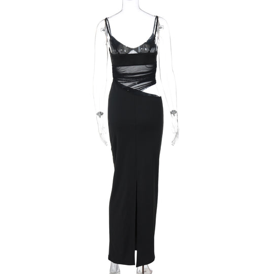 Damen Figurnahes Kleid mit transparenter Einsätze EB