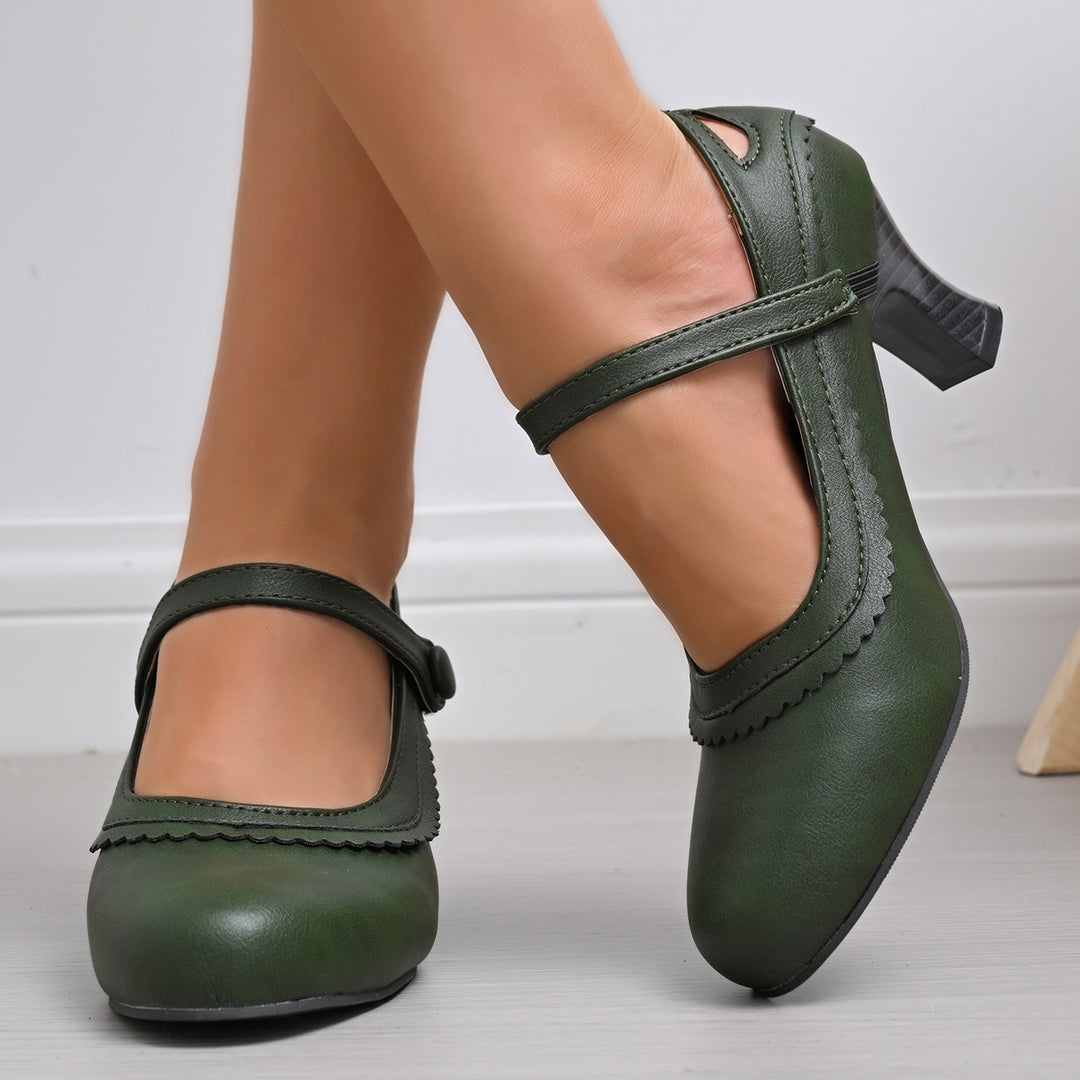 Damen Absatzschuhe mit verstellbarem Riemen und eleganter Schnalle EB