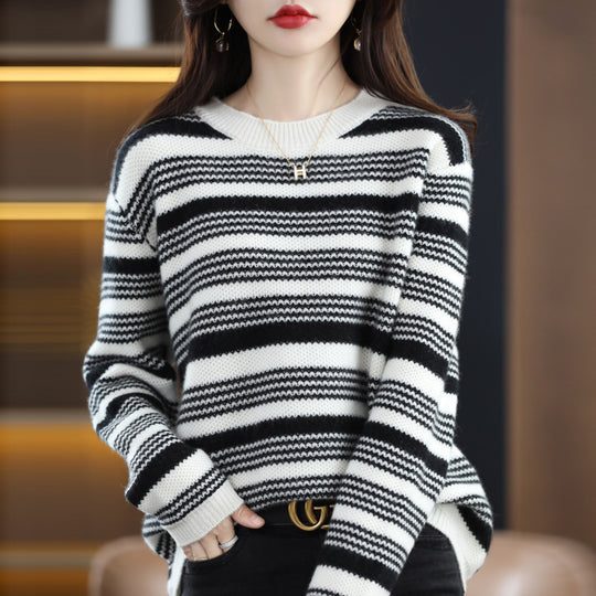 Damen gemusterter Strickpullover EB