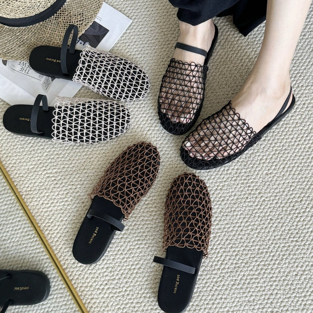 Damen offene Mules mit netzartigem Design und komfortablem Fußbett EB