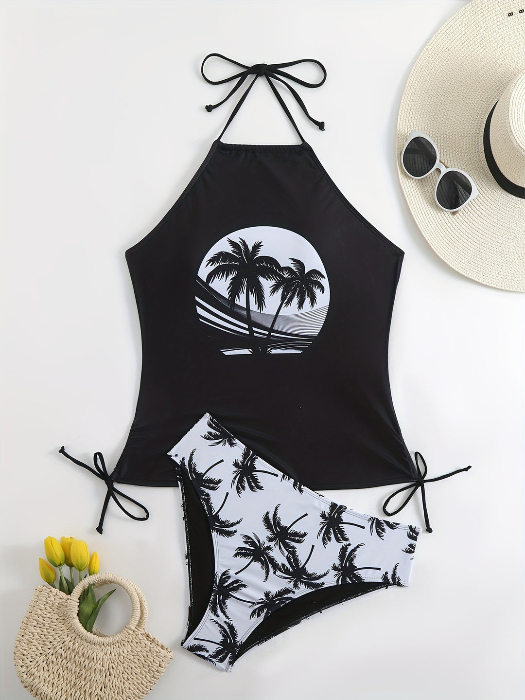 Damen Bikiniset mit Palmenmuster von EB