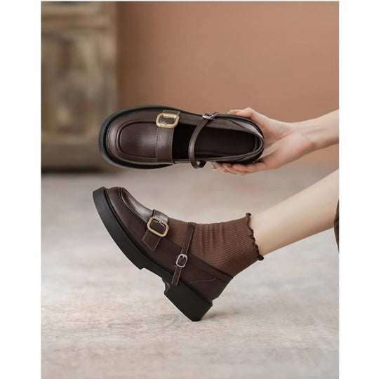 Damen elegante Mary Jane Schuhe mit modischem Schnallenakzent EB