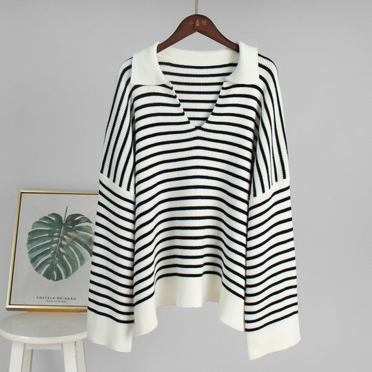 Damen Pullover mit weitem Schnitt und V-Ausschnitt EB