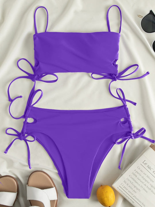 Damen Crop-Top Bikini mit verstellbaren Schnüren EB