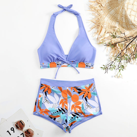 Damen Bikini-Set mit floralem Muster und herausnehmbarem Push-Up-BH EB
