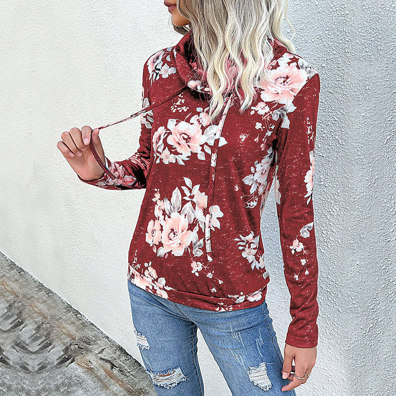 Damen gemütlicher Hoodie mit floralem Design und lässigem Schnitt EB