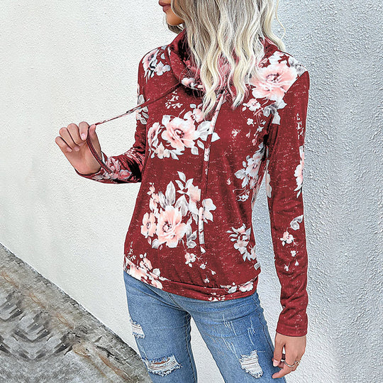 Damen gemütlicher Hoodie mit floralem Design und lässigem Schnitt EB