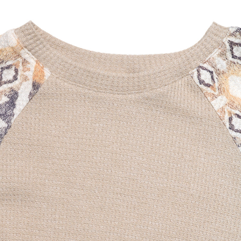 Damen Strickpullover mit modernen Raglanärmeln und floralem Muster EB