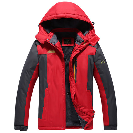Herren isolierte Fleece-Layer Outdoorjacke mit abnehmbarer Kapuze und winddichter Außenhülle EB