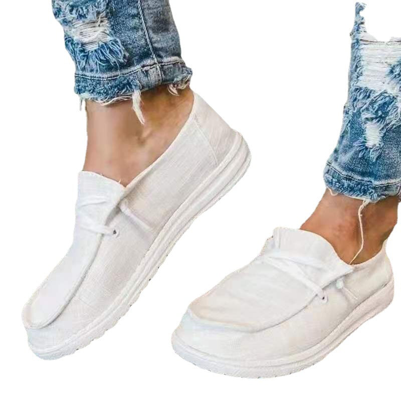 Damen nan Segeltuch-Mokassin-Sneaker mit elastischer Schnürung gepolstertem Komfortfußbett und profilierter Gummisohle EB