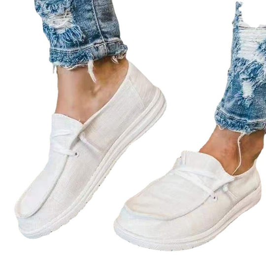 Damen nan Segeltuch-Mokassin-Sneaker mit elastischer Schnürung gepolstertem Komfortfußbett und profilierter Gummisohle EB