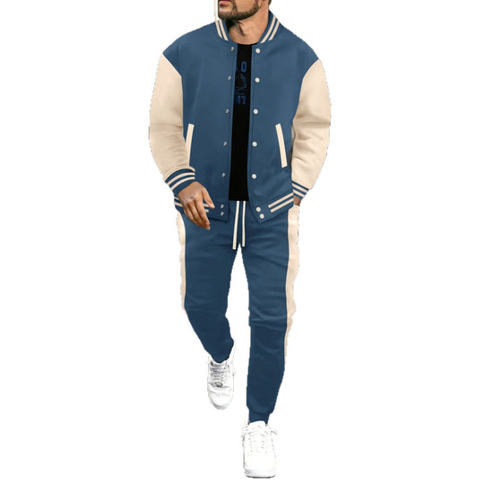 Herren nan College-Trainingsanzug aus Baumwollmischung mit gesteppter Collegejacke und tapered Jogginghose EB