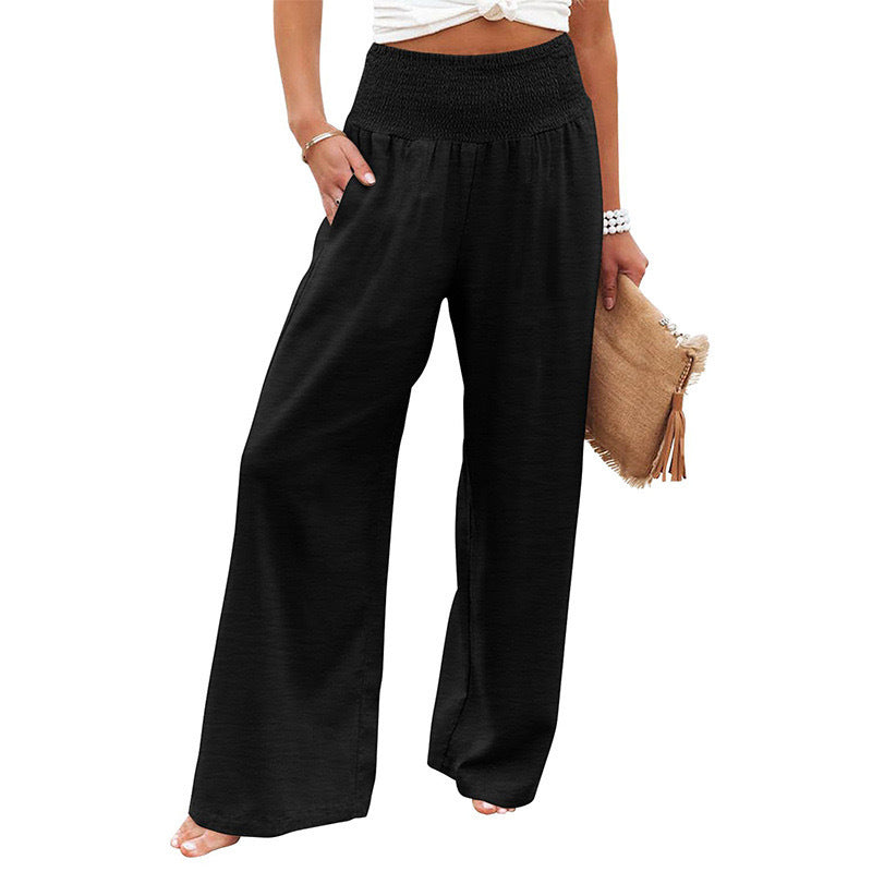 Damen weite Sommerhose mit elastischem Bund und komfortablem Schnitt EB