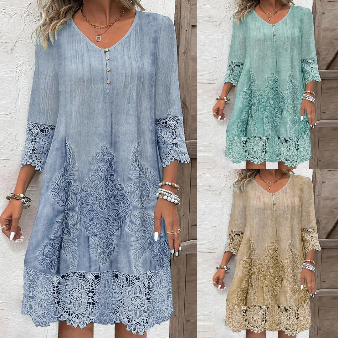 Damen luftiges Sommerkleid mit französischer Spitze EB