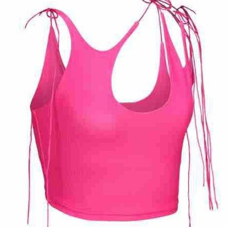 Damen Crop-Top mit einseitigem Cut-Out und trendigen Bändern EB