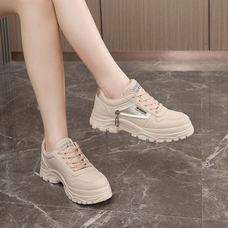 Damen Sneaker mit modischem Reißverschluss und gepolstertem Innenfutter EB