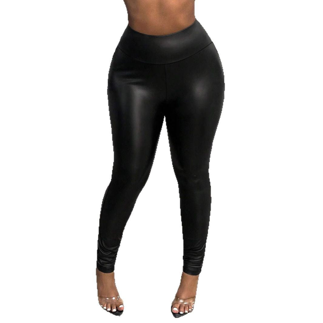 Damen sportliche Leggings mit hohem Bund und glänzendem Finish EB