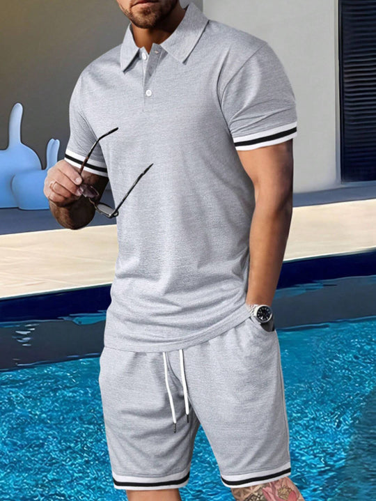 Herren sportliches Polo-Shirt und Shorts Set mit modernem Schnitt EB