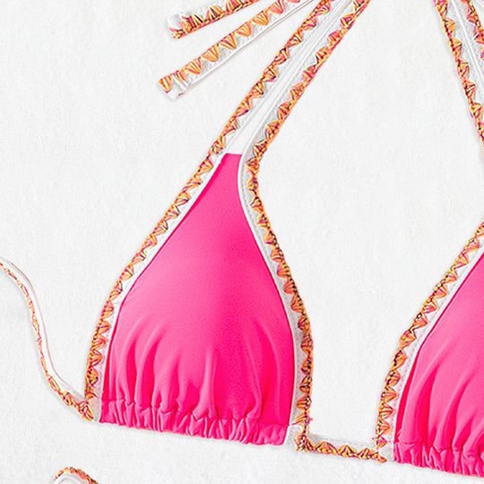 Damen Triangel-Bikini mit dekorativen Bändern EB