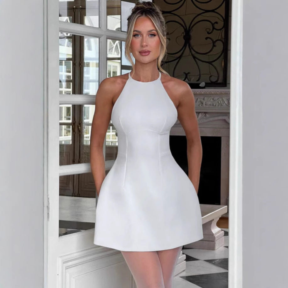 Damen A-Linien Minikleid mit schmalem Halterdesign und figurschmeichelnder Passform EB