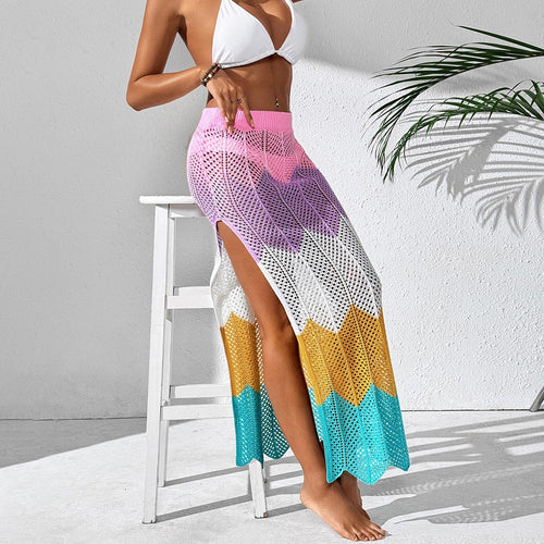 Damen luftiger Häkel-Strandsarong mit geometrischem Muster EB