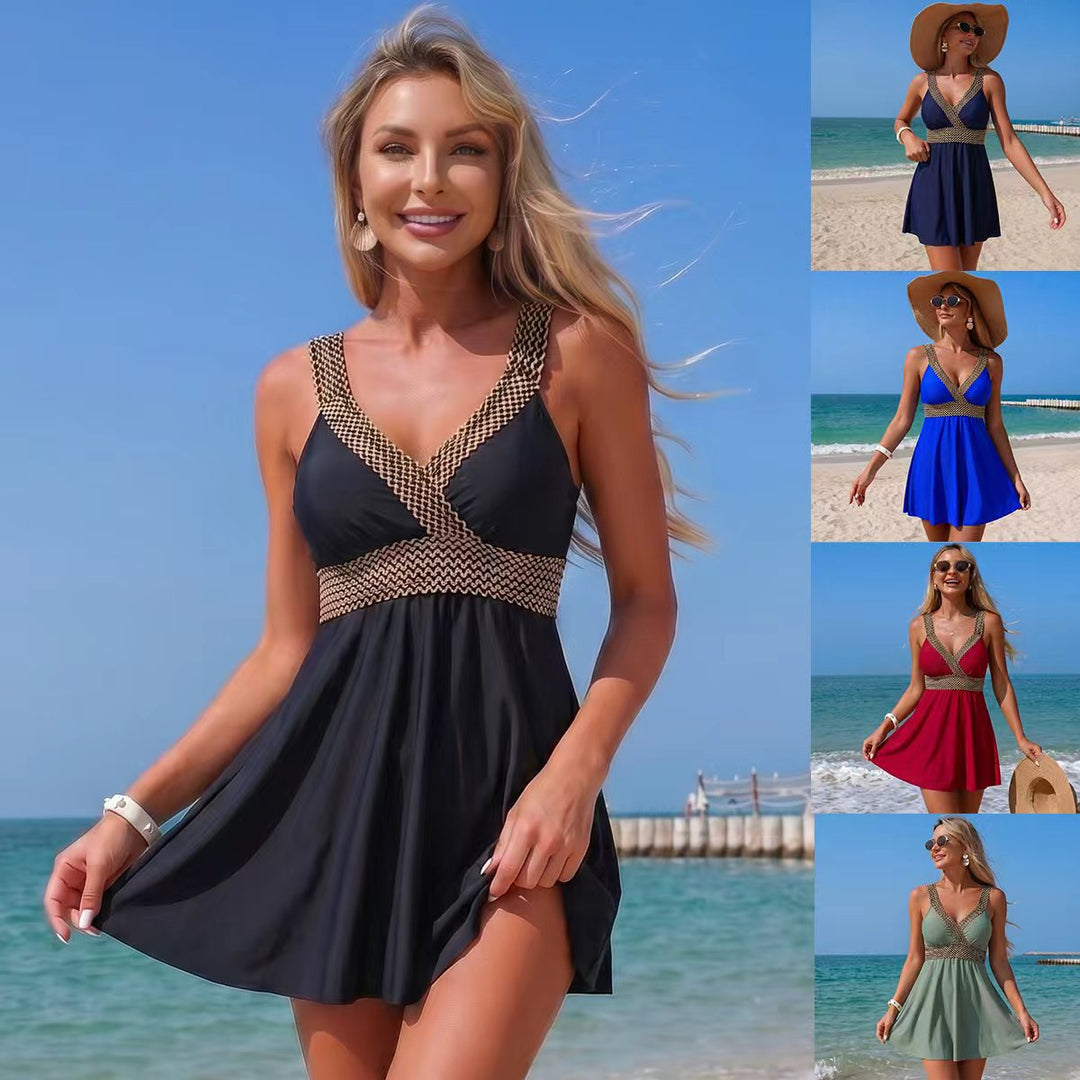 Damen Schwimmdress mit dekorativem Bund EB