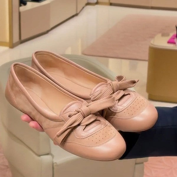 Damen Ballerina-Schuhe mit modischem Schleifendetail und hochwertiger Lederverarbeitung EB