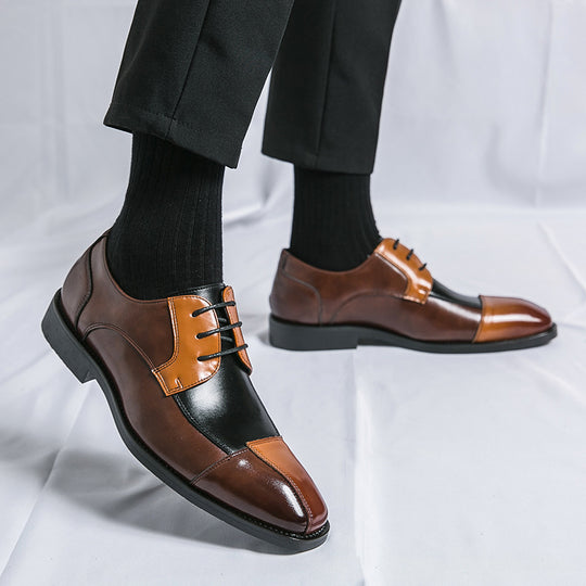 Herren Elegante Schnürschuhe mit zweifarbiger Lederoptik EB