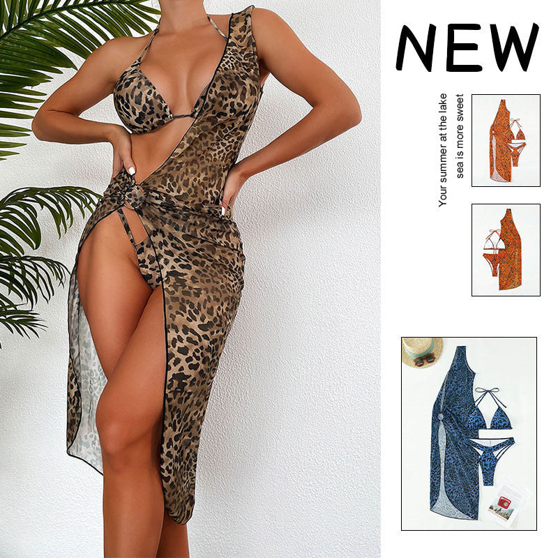 Damen Leopardenmuster Strandkleid EB