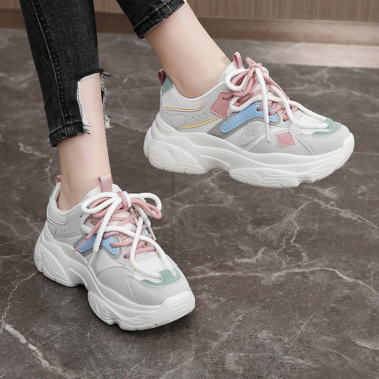 Damen Sportliche Chunky Sneakers mit atmungsaktiver Mesh-Oberfläche und stabiler Sohle EB
