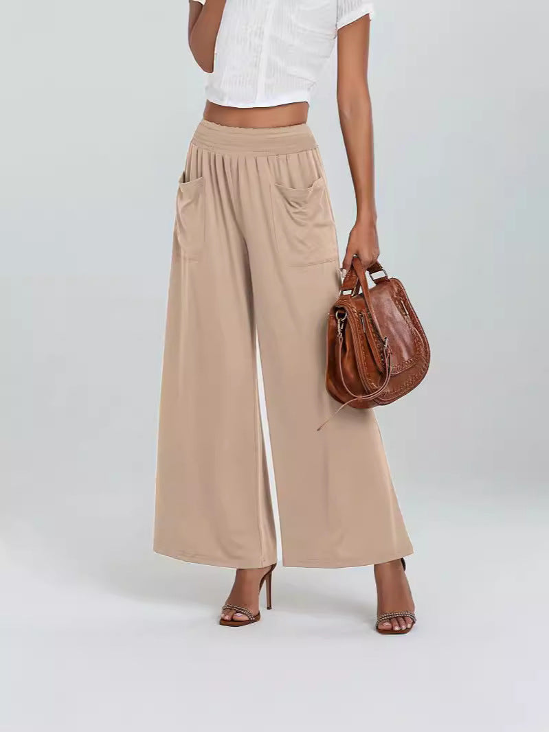 Damen Weite Hose mit elastischem Bund und Seitentaschen EB