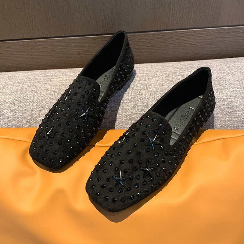 Damen Elegante Mokassins mit Glitzer-Applikationen EB