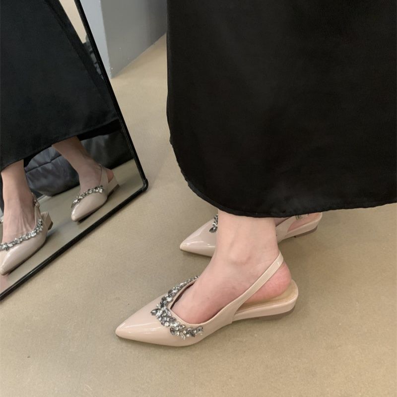 Damen elegante Slingback-Pumps mit funkelnder Schmuckverzierung EB