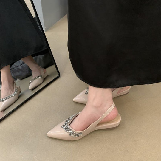 Damen elegante Slingback-Pumps mit funkelnder Schmuckverzierung EB