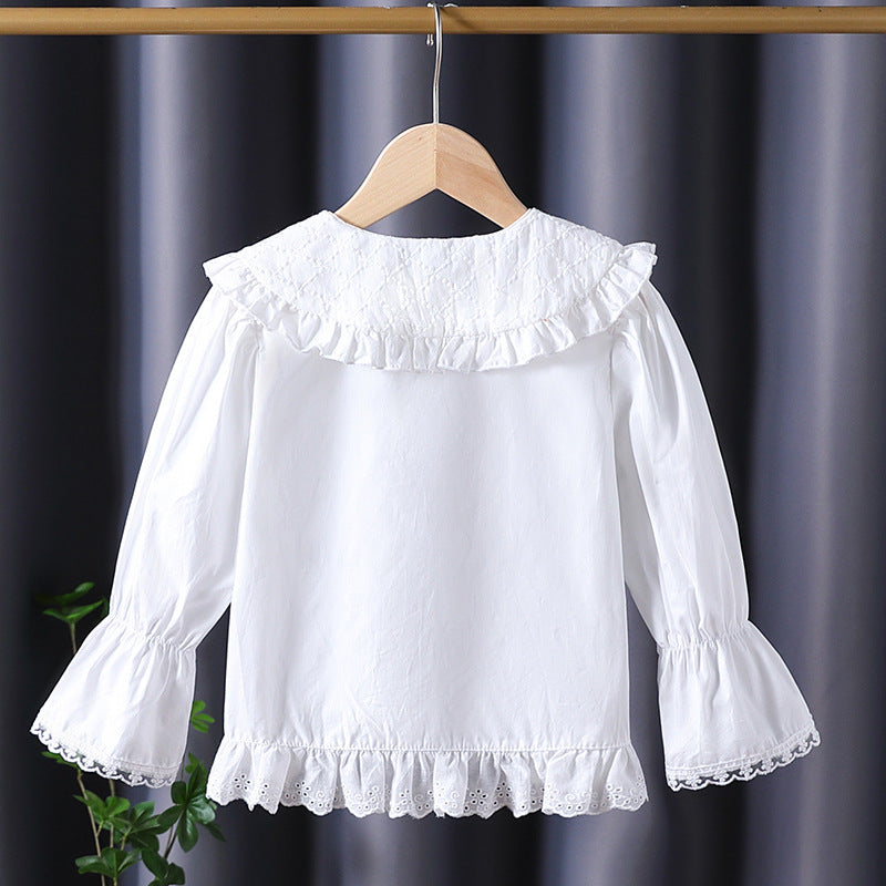 Damen Bluse mit nostalgischem Kragen und Rüschendetails EB
