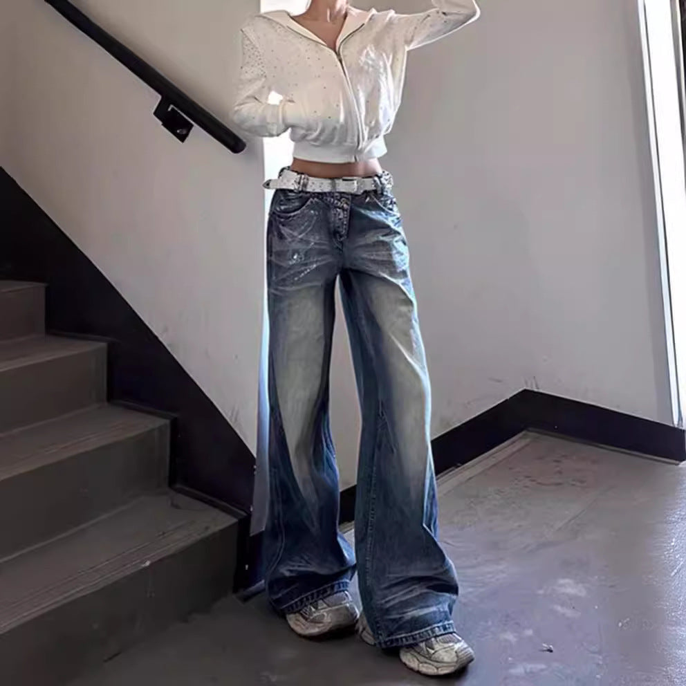 Damen Weite Jeans mit ausgefallenem Schnitt und modernem Design EB
