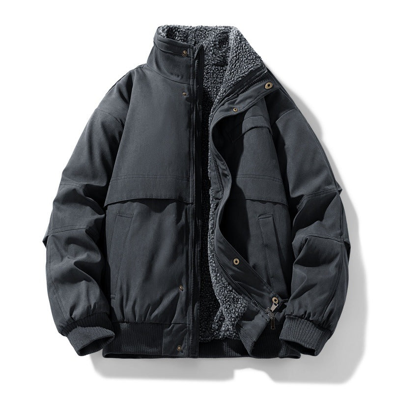 Herren gefütterte Winterjacke mit Teddyfutter, winddichter Außenhülle und bomber-inspirierter Passform EB