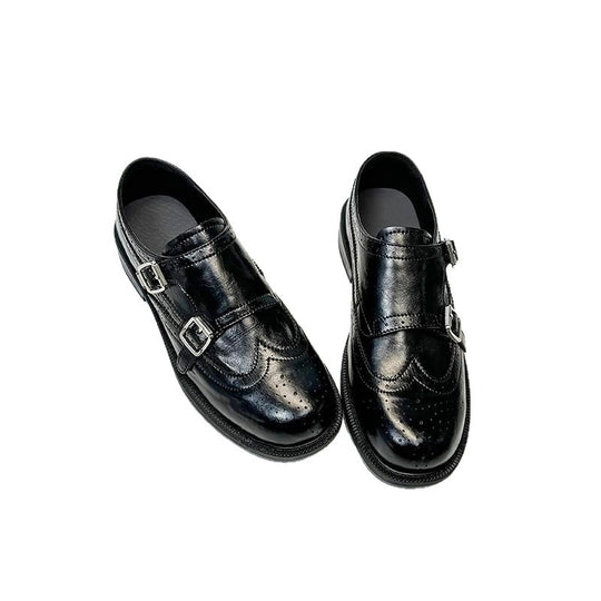 Damen Elegante Mokassins mit modischen Schnallen und feinem Leder EB