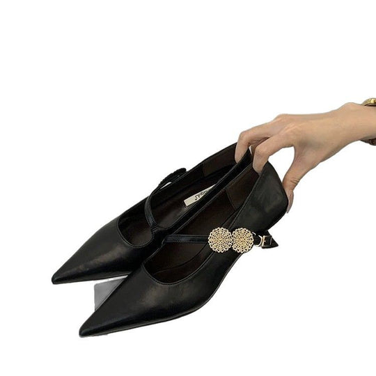 Damen elegante Sling-Pumps mit modischer Schnalle und hochwertigem Leder EB
