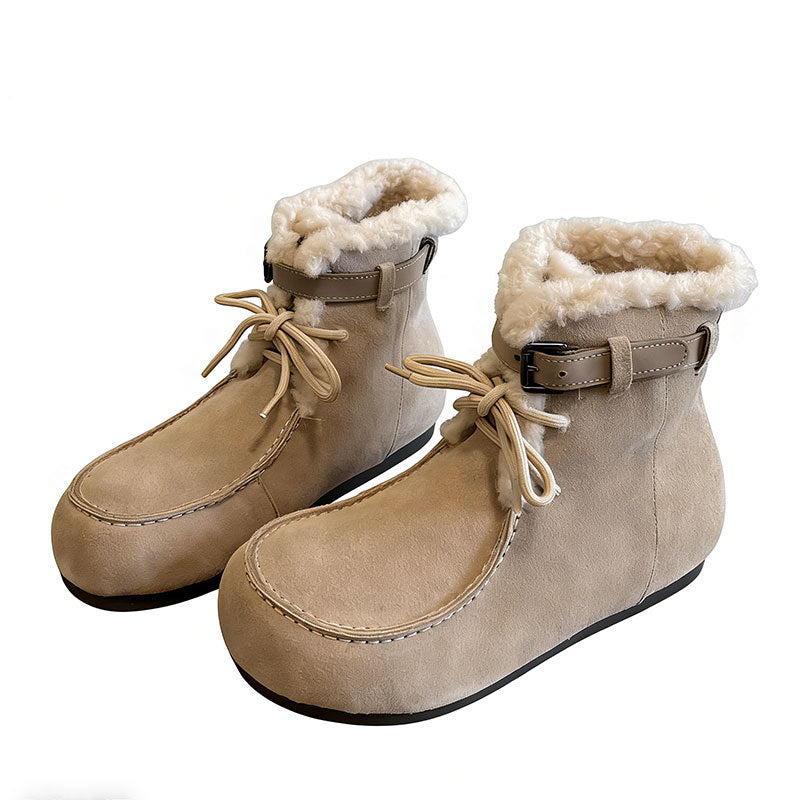 Damen Bequeme Winterstiefel mit kuscheligem Innenfutter und modischer Schnalle EB