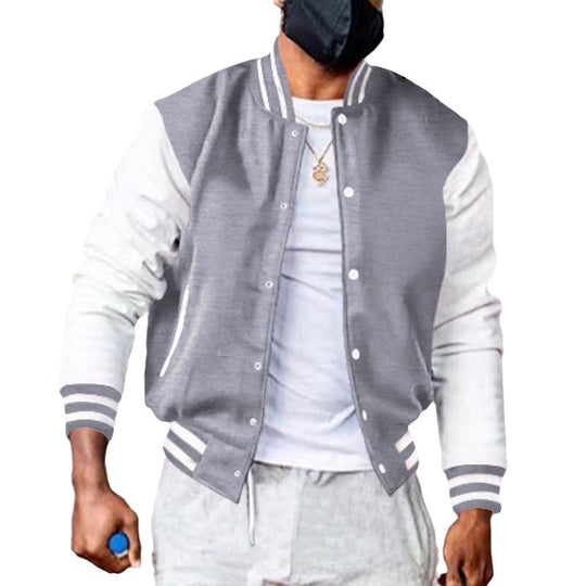 Herren nan varsity-Collegejacke im Retro-Bomberstil mit kontrastärmeln, gestreiften Rippbündchen und Druckknopfleiste EB