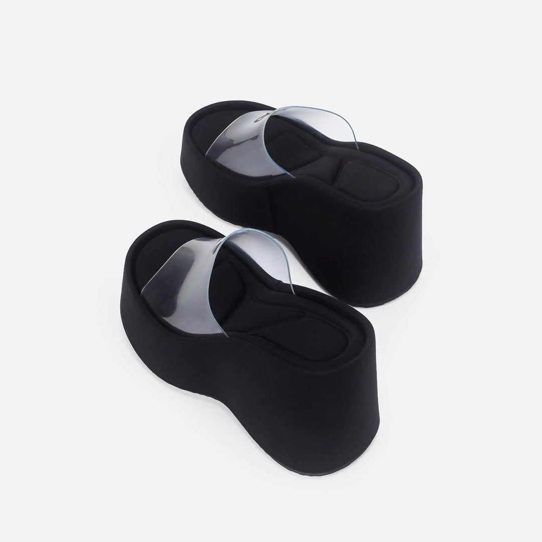 EB | Translucent platform sandals with ankle strap